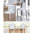 thumbnail image 5 of Blue White Flowers Bar Stool Covers Set of 2, Spring Summer Floral Botanical Stretch Washable Bar Chair Covers with Backs, Removable Pub Counter Height Chair Cover for Kitchen Dining Room Cafe, 5 of 7