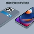 thumbnail image 2 of Compatible with iPhone 15 Pro Max Case Liquid Silicone Card Holder Soft Screen Protector Wallet Anti Scratch Microfiber Lining Full Body Protection Shell -Lavender Grey, 2 of 12