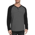 thumbnail image 2 of QDG Men's Henley Shirt Color Block Raglan Long Sleeve Slim Fit Casual Tee Shirt, 2 of 8