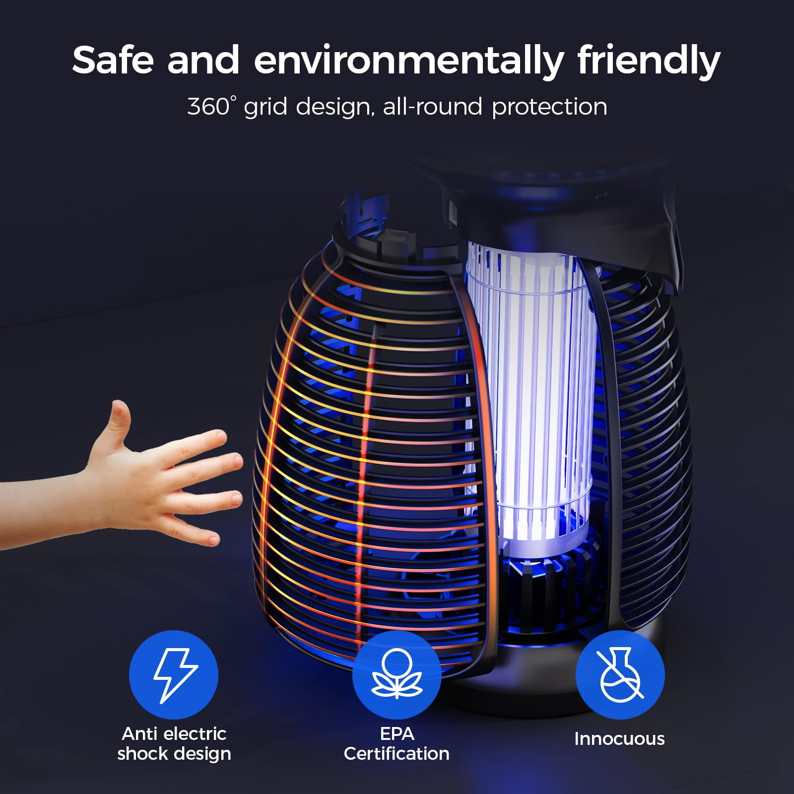 Outdoor Zapper With Led Light - Electric Mosquito Killer Fly Insect And Indoor For Home Kitchen  Patio Backyard