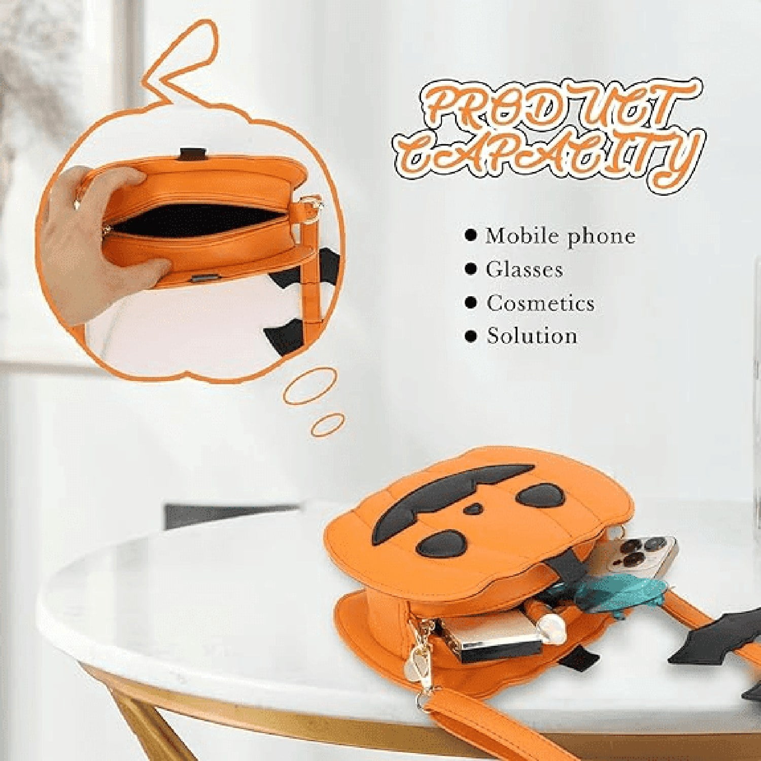 Halloween Pumpkin Crossbody Bag PU Leather Shoulder Purse for Women
