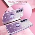thumbnail image 2 of for Samsung Galaxy S25 Plus (Not S25) 6.7" Case, Flowers Floral Design Bling Clear Glitter Sparkle Diamond Soft TPU Silicone Cover with Ring Kickstand for Samsung Galaxy S25 Plus HSF-Purple, 2 of 14