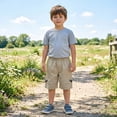 thumbnail image 2 of Big Boys Lightweight Cargo Shorts, Elastic Waist Buckle‑Decor Side Pocket Summer Casual Sports Shorts for Kids 4‑14 Years Old, 2 of 4