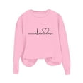 thumbnail image 4 of yillto Women's Long Sleeve Shirts Lightweight Crewneck Pullover Sweatshirt Heart Printed Loose Tee, 4 of 5