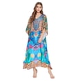 thumbnail image 4 of Robe Kaftan Longue Décontractée Ample à Manches Kimono pour Femmes Grande Taille, Tenue de Villégiature, Robe de Soirée, Fête, Été, Plage, Couvre-Maillot, 4 of 6