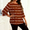 thumbnail image 5 of yillto Women Plus Size Blouse 3/4 Sleeve Striped Loose Tops Casual Dressy Shirts Crewneck Pullover Tees, 5 of 6