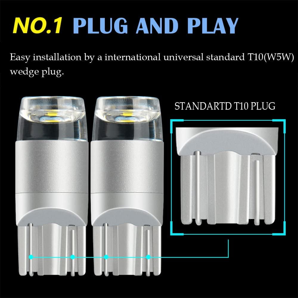 Ice Blue LED Bulb W5W T10 194 168 8000K 3030 SMD Wedge for Car Reverse Map License Plate Backup Dashboard Parking Trunk Marker Dome Lights Interior Auto Lamp Bright 12V 1W 1 Year Warranty【1797】 