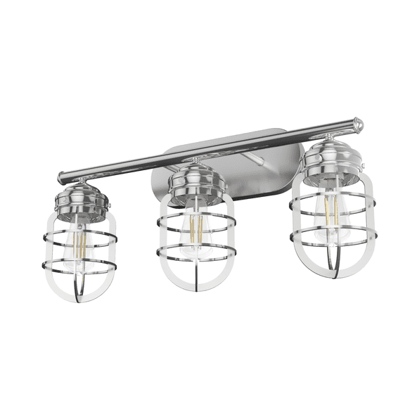 Hunter - Starklake 3-light Chrome, Medium Size Vanity Light, Dimmable, for Bedrooms, Kitchens, Dining, Living Rooms - 19051