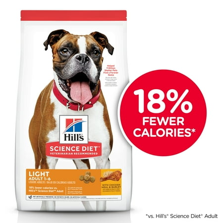 Best before- 04/2026) Hill s Science Diet Adult Light with Chicken Meal & Barley Dry Dog Food  15 lb bag