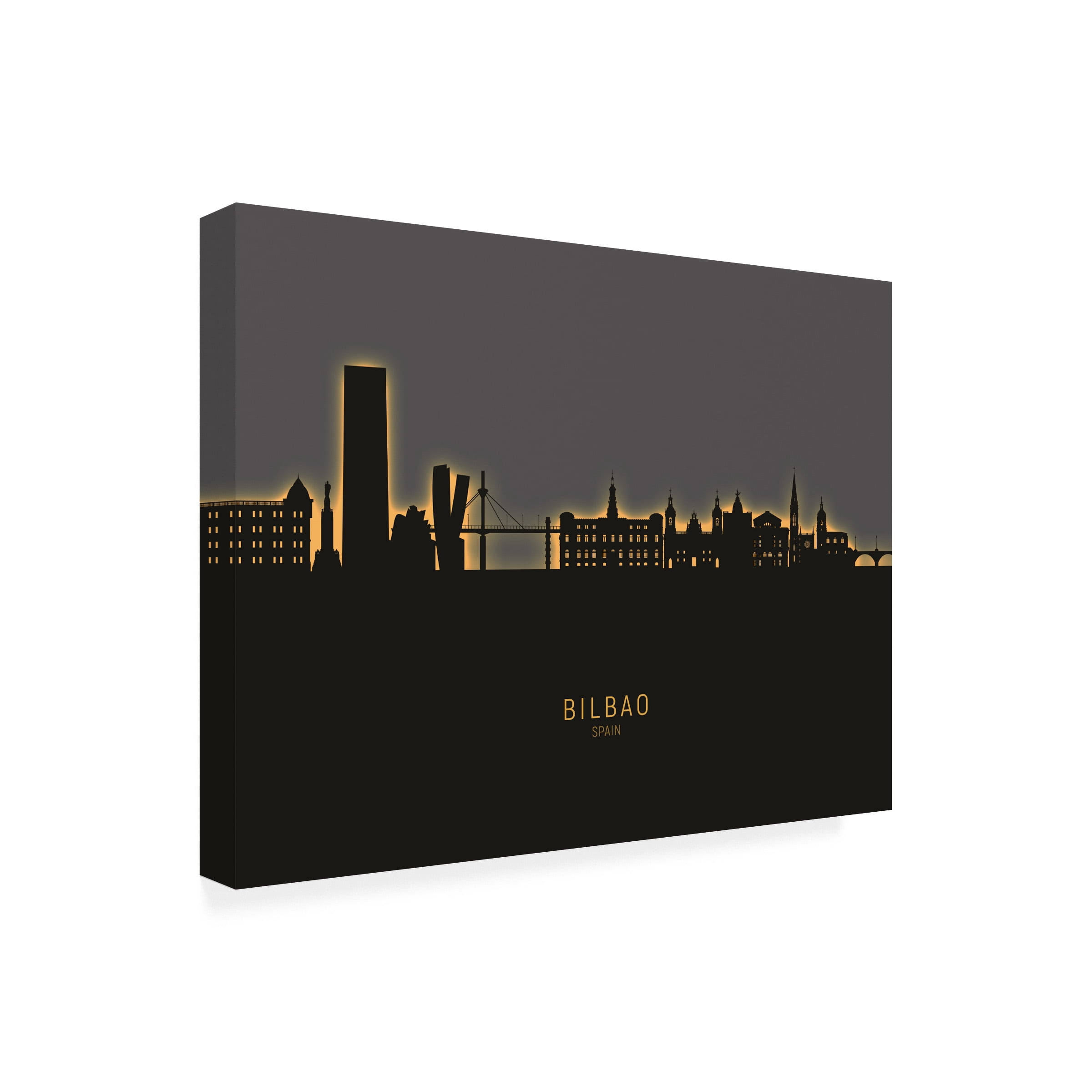 Michael Tompsett 'Bilbao Spain Skyline Glow II' Canvas Art