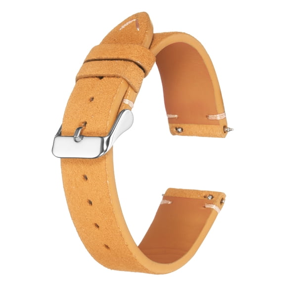 Uxcell Leather Watch Band 20mm Width Watch Strap Top-Grain Suede Cowhide Wrist Bands Replacement with Stainless Steel Buckle for Men Women, Light Brown