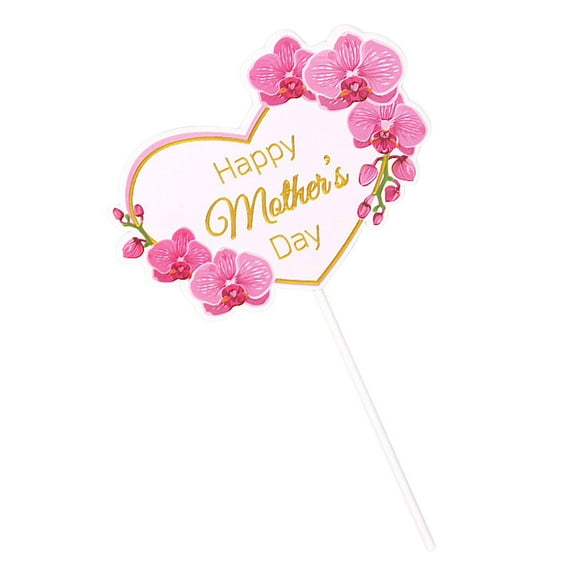 Mother's Day Cake Decoration Ribbon Flowers - 4.33x6.69in Edible-Safe Baking Insert Cards | 10PCs Cake Topper Bouquet for Dessert Table Wedding Birthday Party Decor