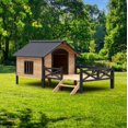 thumbnail image 6 of Outdoor Large Wooden Cabin House Style Wooden Dog Kennel with Porch, 6 of 9