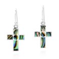 thumbnail image 1 of Rainbow Cross Inlaid Abalone Sterling Silver Dangle Earrings, 1 of 5