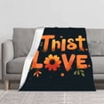 thumbnail image 2 of Cozy Flannel Blanket with Vibrant ' Thist LOVE ' Design Surrounded by Flowers & Stars - Perfect for Sofa Travel and Bed, 2 of 7