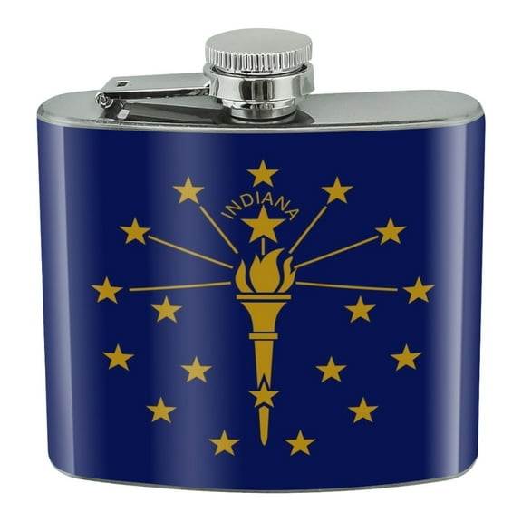 Indiana State Flag Stainless Steel 5oz Hip Drink Kidney Flask