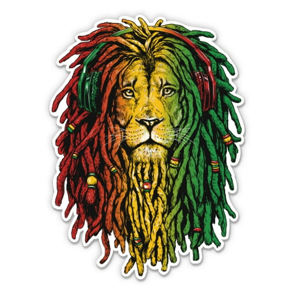 Reggae Lion - 3" Vinyl Sticker - For Car Laptop Water Bottle Phone - Waterproof Decal