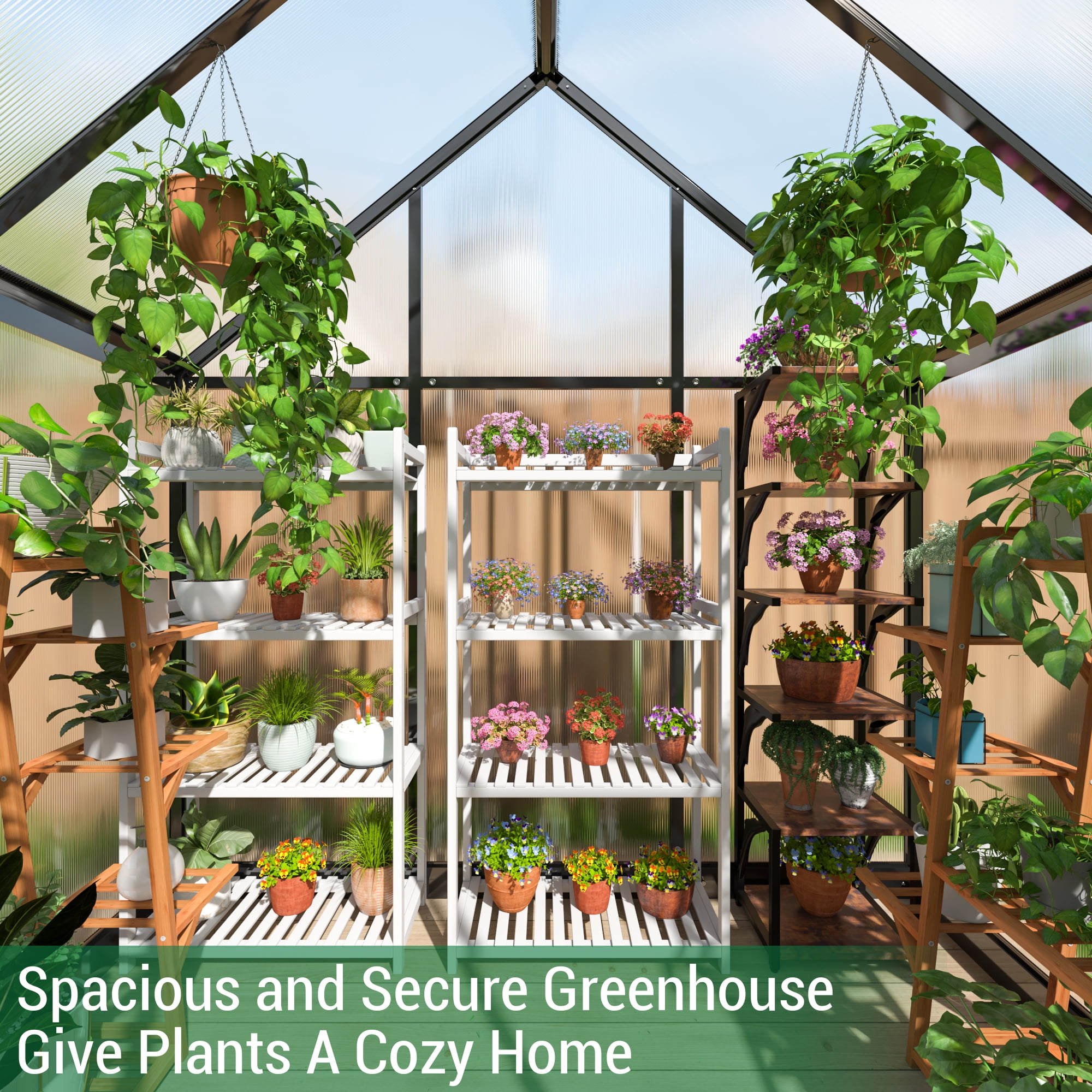 MUCHANT 4x6 FT Greenhouse for Outdoors, Walk-in Large Aluminum Frame Greenhouse with Quick Setup Structure and Roof Vent for Garden Backyard, Black