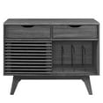 thumbnail image 5 of Vinyl Record Side Table Cabinet Stand, Charcoal Grey Gray, Wood, Modern Contemporary, Mid Century Living Hotel Lounge Cafe Lobby, 5 of 7