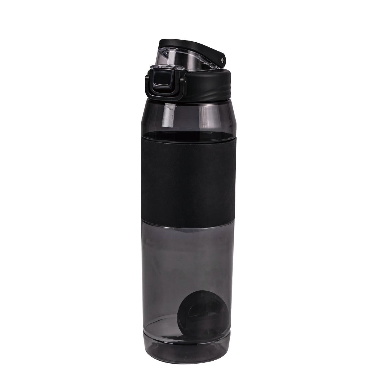 Mainstays 32 Fluid Ounces Shaker Water Bottle, Black, with Ball, Tritan