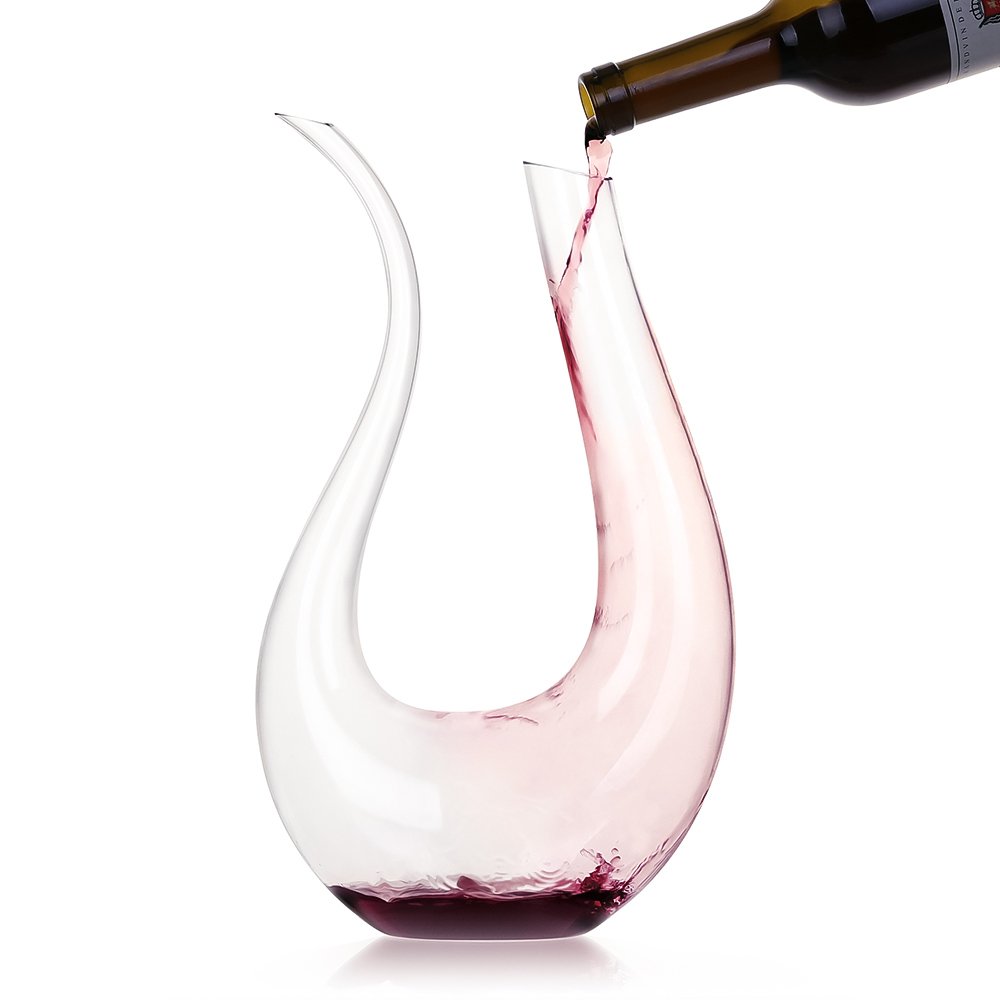 SwanLike Wine Decanter, 2Bottle Holder of 750 ml, Hand Blown Crystal