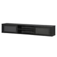thumbnail image 3 of Wampat 2-Tier Floating TV Stand for 80" TVs, Wall Mounted Media Console Entertainment Center with Power Outlet, Floating TV Shelf for Living Room, Bedroom, Black, 3 of 10