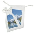 thumbnail image 2 of Landscape Fabric Pouch Set of 2, Dreamy View of Alpine Lake with Snow Frozen Peaks Swiss Northern Explore, Small Drawstring Bag for Toiletries Masks and Favors, 9" x 6", Blue Green White, by Ambesonne, 2 of 2