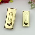 thumbnail image 2 of KAKOWELY bag hardware 2PCS Handbag Suitcases Accessories High-end Female Bag Lock Simple Rectangular Bag Buckle Zinc Alloy Leather Bag Lock for Handbag Bag (Golden)Size L, 2 of 5