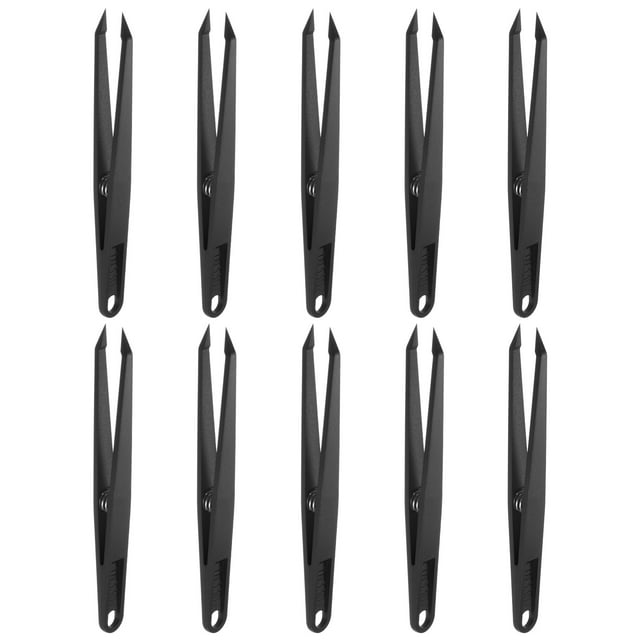 Unique Bargains Pinces Autocollantes pour Artisanat Pointe Droite avec Ressort, Noir, 10 Pcs