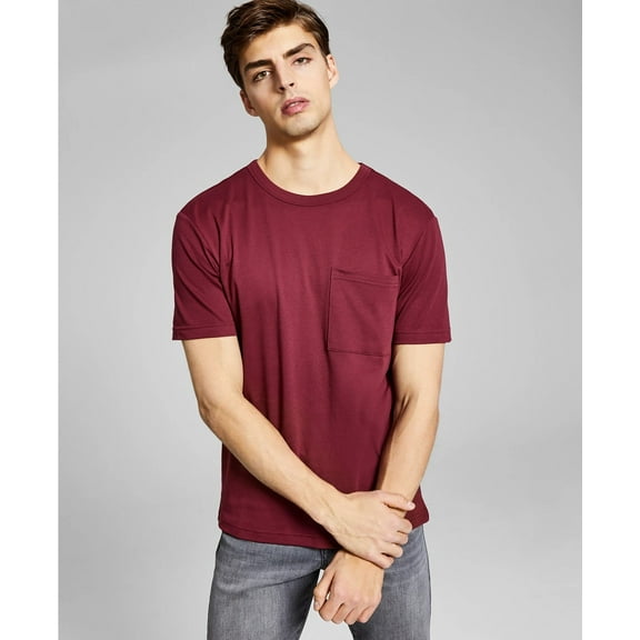 And Now This BURGUNDY Men's Pocket T-Shirt, US Medium