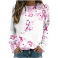 thumbnail image 2 of Sweatshirts for Women Breast Cancer Gift Crewneck Long Sleeve Shirts Pink-Ribbon-Day Graphic Tunic Tops Blouses for Leggings, Casual Tops Pullover Cute Lightweight Loose Pocket Shirt qILAKOG, 2 of 5