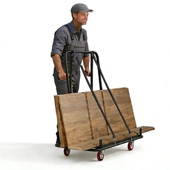 HOHYN Drywall Cart Dolly, 1800 lbs Load Rating, Steel Panel Dolly with 4 Swivel Casters & Expandable Deck, Collapsible  Panel Truck Cart with Tie-Down Strap for Handling Plywood, Plasterboard, Glass