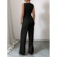 thumbnail image 5 of Women'S 2 Piece Outfits Elegant Blazer Vest Pockets Wide Leg Pant Suit Casual Matching Set Black S, 5 of 7