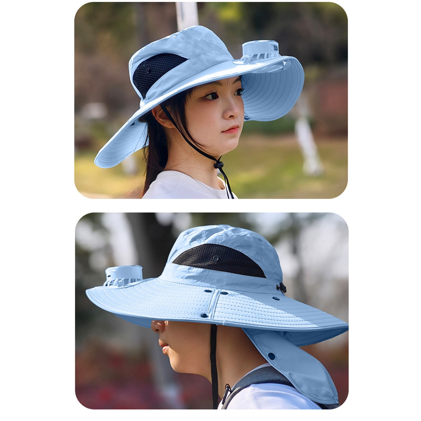 HOARBOEG UV Protection Visor Hat with Fan, Women Men Sun 