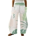thumbnail image 2 of Linen Pants for Women,Clearance Women Casual Printing Pockets Elastic Mid-Waist Comfortable Wide-Legged Loose Pants Cargo Pants Women, 2 of 5