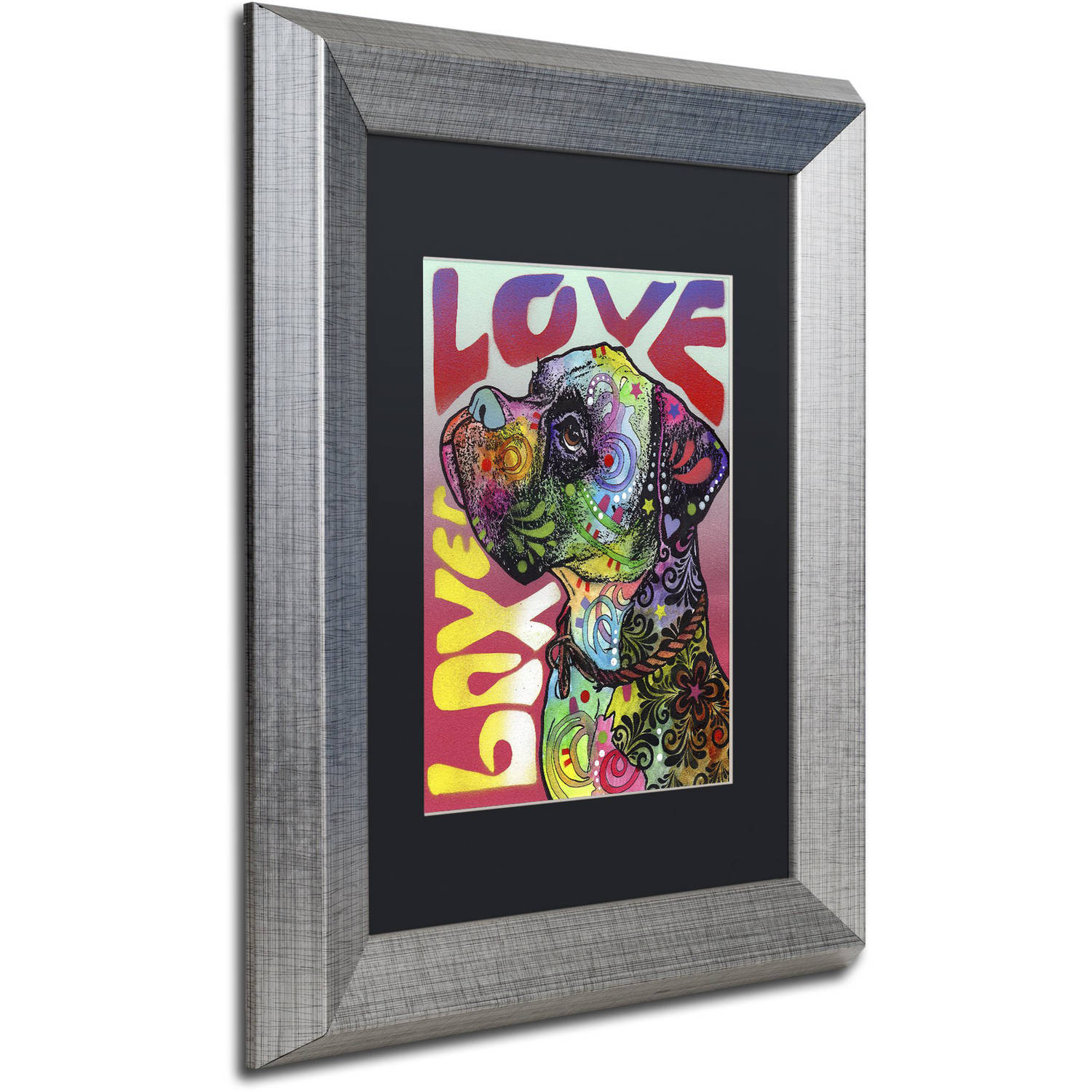 Trademark Fine Art 'Boxer Luv' Canvas Art by Dean Russo, Black Matte, Silver Frame