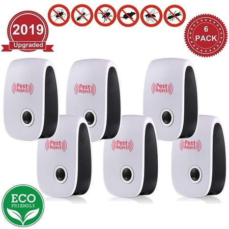 Ultrasonic Pest Repeller [6 Pack] 2019 Ultrasonic Pest Repellent Plug in Pest Control 100% Safe For Human and Pet Indoor Pest Control Ultrasonic Repellent for Mice, Cockroach, Ant, Spider,