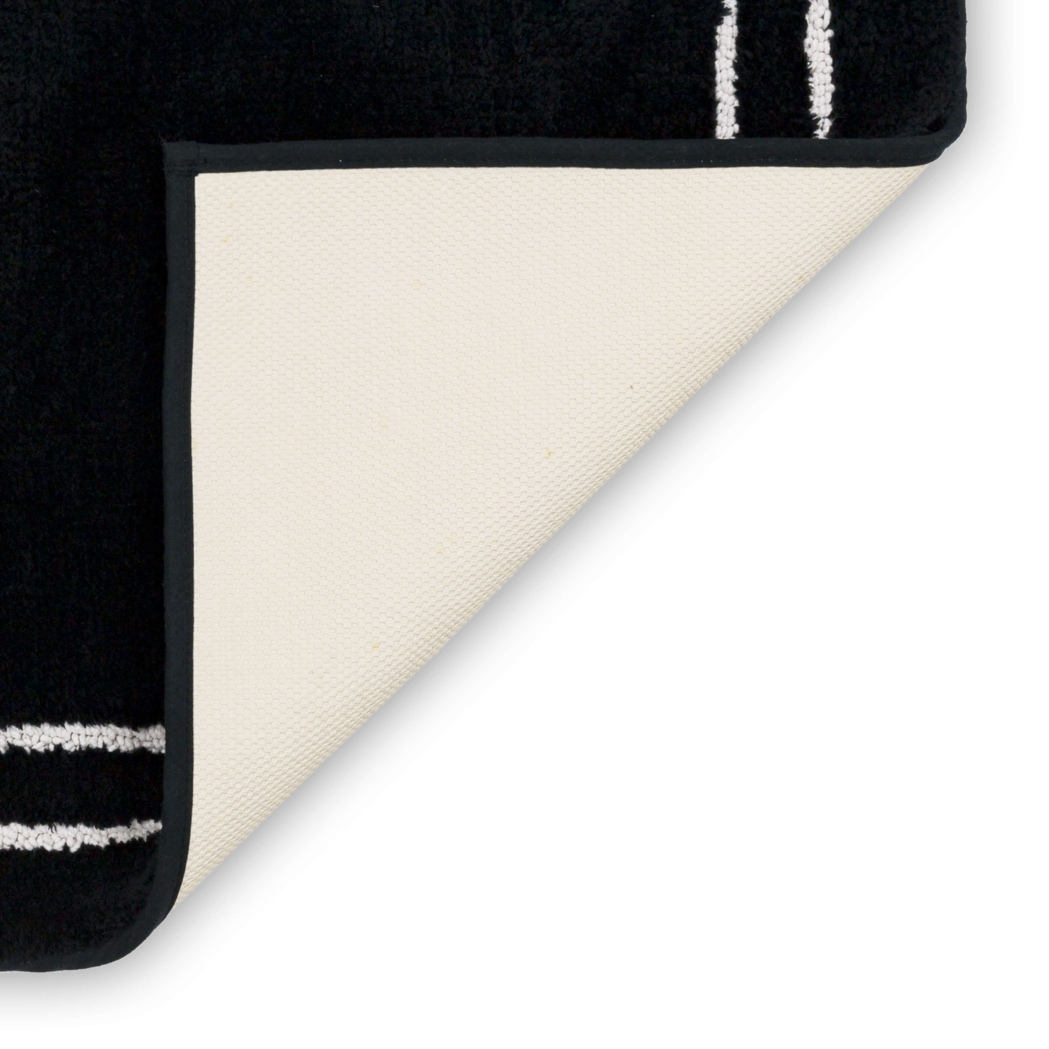 Mohawk Corona Bath Mat Soft Absorbent Quick Dry Machine Washable Non-Slip Bathroom Mat, Black/White, 24" x 40"