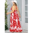 thumbnail image 3 of HAPPY BAY Women's Summer Boho Beach A-Line Maxi Smocked Top Dress Long Strapless Tube Dresses for Women S-M Red, All Over Floral, 3 of 5