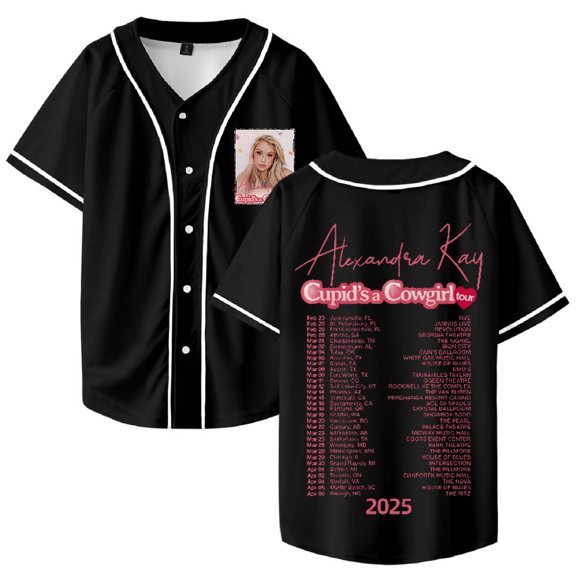 Alexandra Kay Cupid's A Cowgirl Tour Merch Baseball Jersey Shirt V-Neck Women Men Short Sleeve Streetwear Clothes