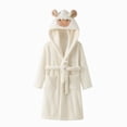 thumbnail image 2 of Gibobby Kids Coral Fleece Bathrobe,Soft Plush Hooded Robe with Adjustable Belt,Cartoon Print,for Boys Girls 12 Months -12 Years,Warm Loungewear Shower Robe Kids Toddler Pajamas,White,Size 2-4T, 2 of 4