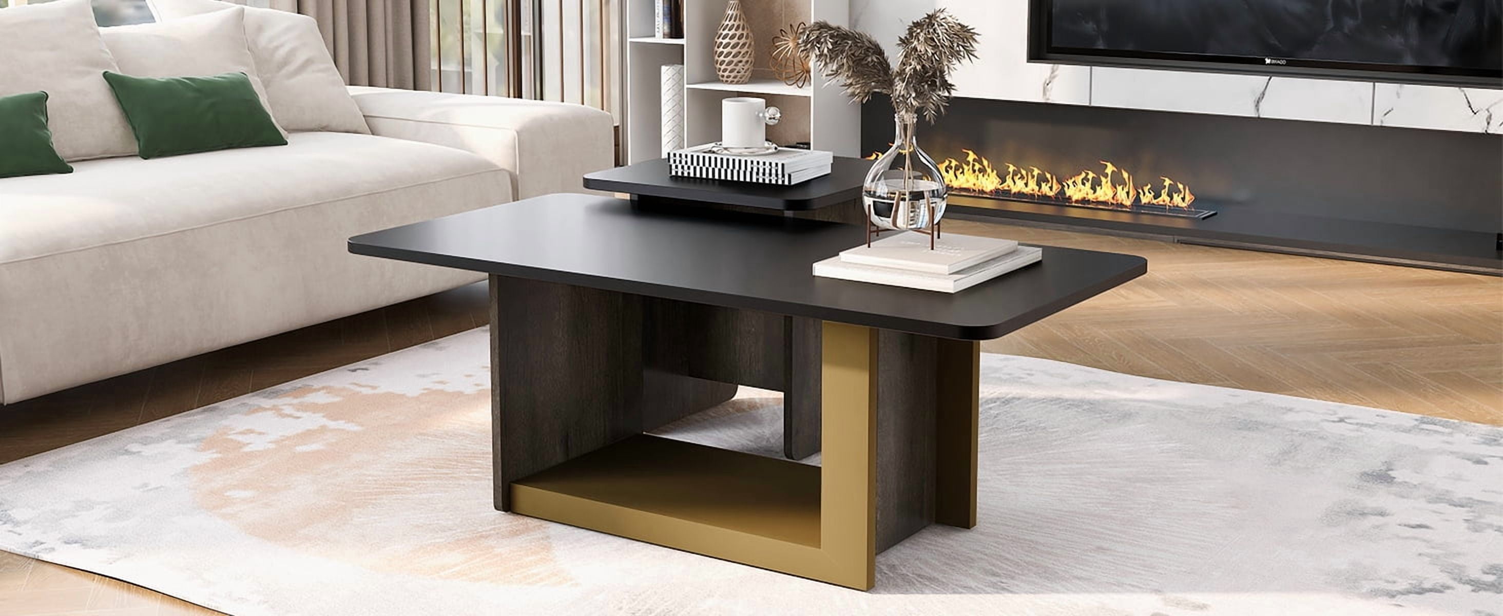 Euroco Modern Light Luxury Coffee Table Set of 2, Small Square Coffee End Table with Spacious Top, Center Table for Living Room