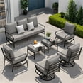 thumbnail image 5 of POTEBAN Patio Furniture Metal Outdoor Set 7 Pcs, Outdoor Patio Furniture Set, Modern Furniture Sets with Swivel Chairs for Lawn Deck Poolside,Grey, 5 of 10