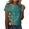 thumbnail image 2 of Gamivast Short Sleeve Tops for Women Summer Vintage Floral Graphic Tees Casual Crewneck Tshirts Spring Vacation Loose Fit Shirts S Camisas Para Mujer My Orders, 2 of 5