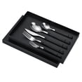 thumbnail image 2 of Tableware Cutlery Set Stainless Steel Dinner Knives Forks Spoons Eating Utensils High Hardness Flatware Set Black Handle, 2 of 8