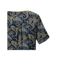 thumbnail image 4 of KZKR Women's Floral Printed Henley Short Sleeve V Neck T-Shirt Pleated Casual Flowy Tunic Shirt Blouse Tops for Women, 4 of 5
