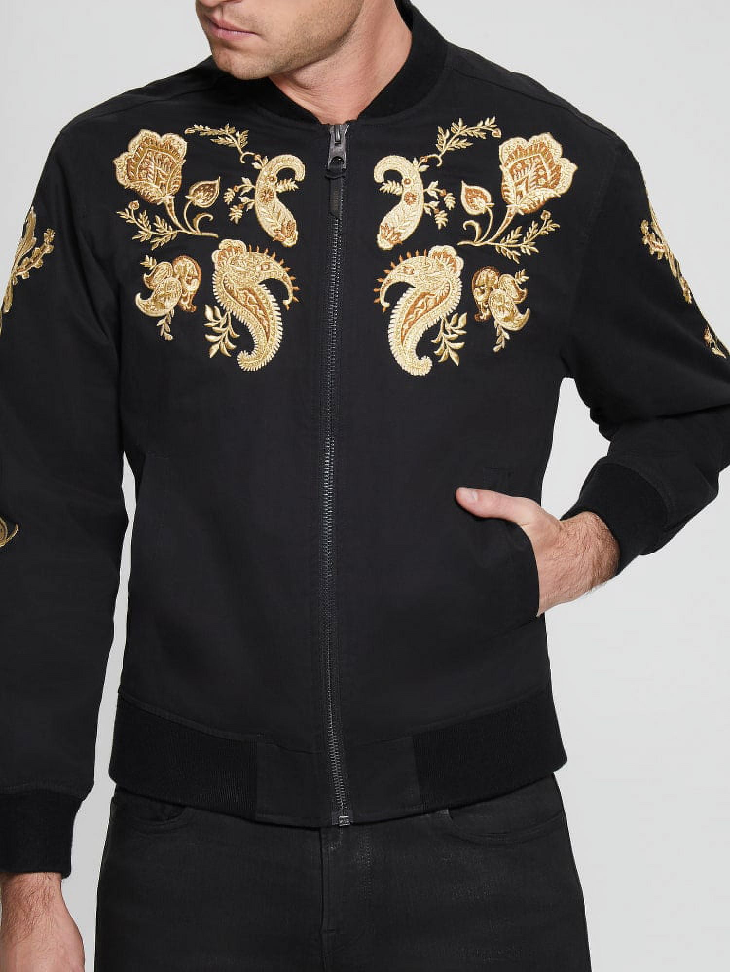 guess kids crystal-embellished bomber jacket - Black