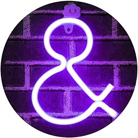 Letter Neon Lights, LED Neon Night Light Neon Lights Wall Decorative Night Light for Kids Bedroom Battery USB Operated Purple