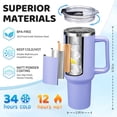 thumbnail image 2 of 40 oz Stainless Steel Tumbler with Handle & Straw Lid, Vacuum Insulated Travel Mug, Cold 34H Hot 10H, Leak-Proof Cup Fits Car Cup Holder for Work Travel, 2 of 9