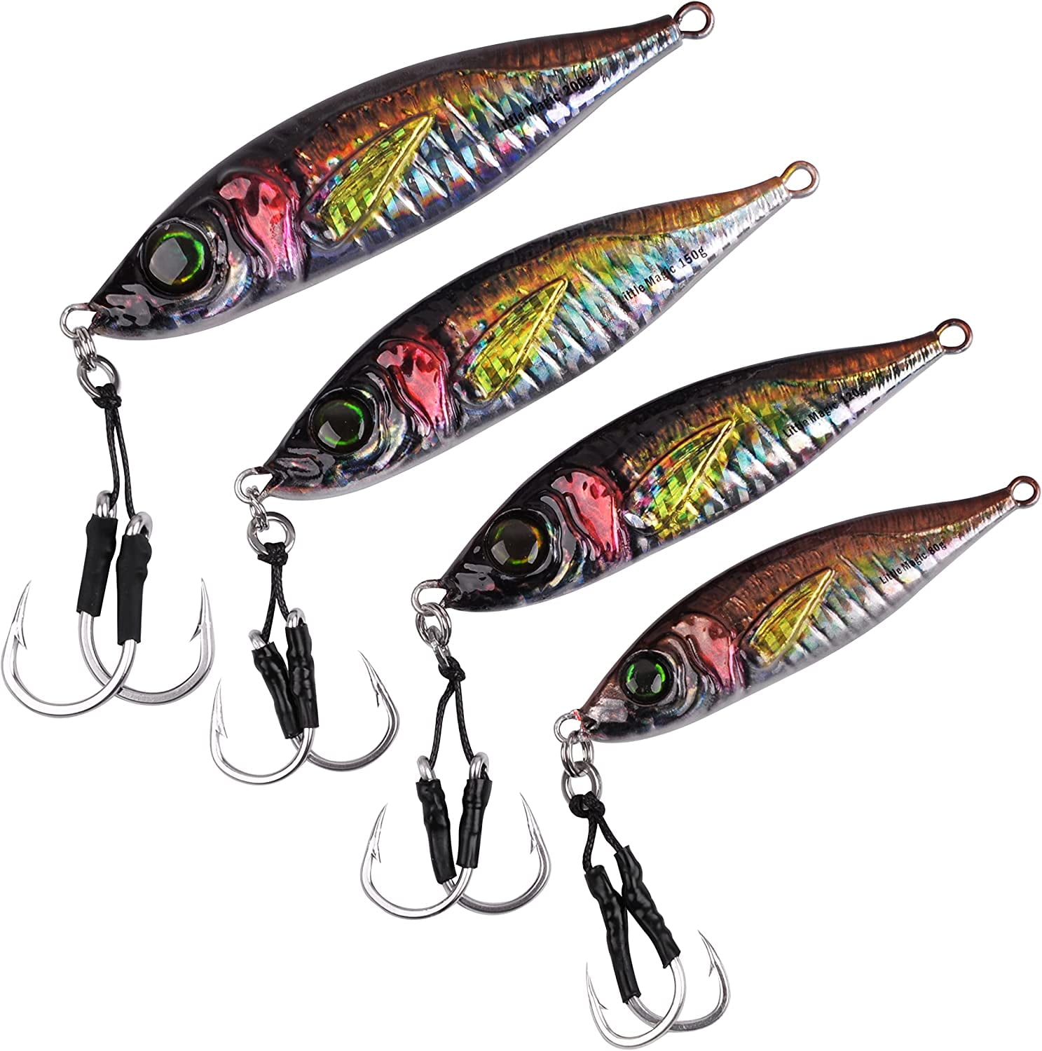 Fishing Jigs Saltwater Glow Lures Double Assist Hook for 3D Colors